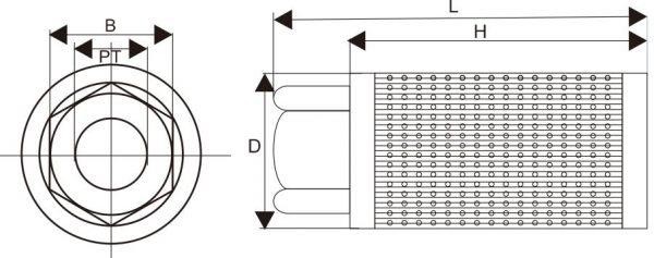 MF Series blower intake filter installation and dimensional drawing