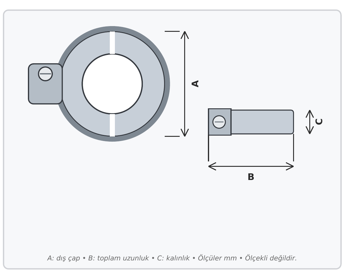 ISO-KF hose clip clamping ring dimension drawing