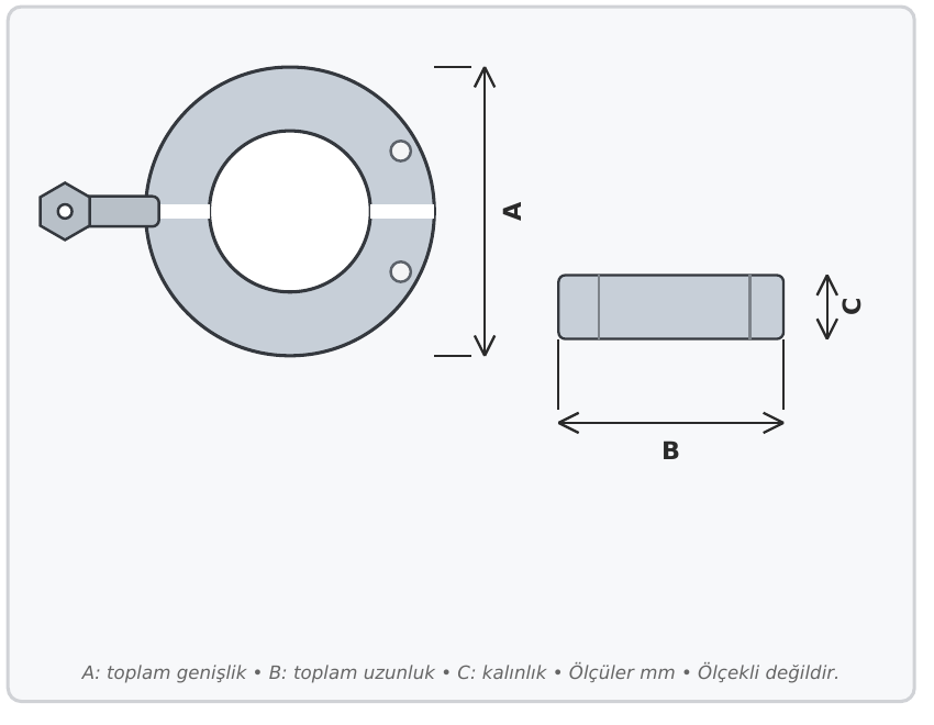 ISO-KF clamping ring with hex nut dimension drawing