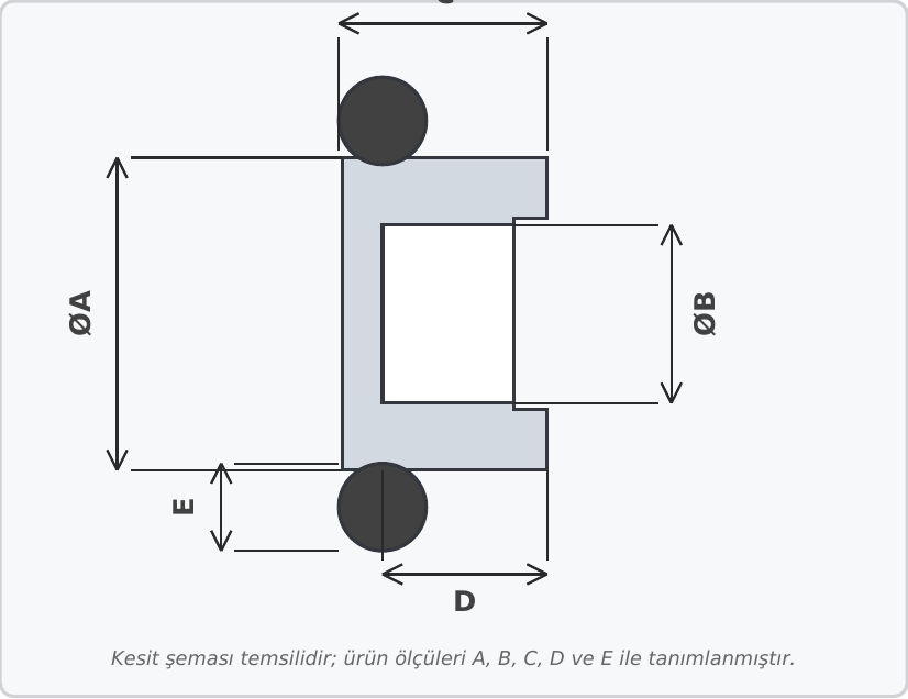 ISO-KF SS303 reducing centering ring cross-section drawing